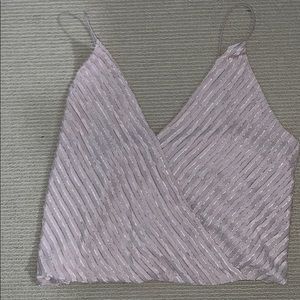 pink shiny surplice tank